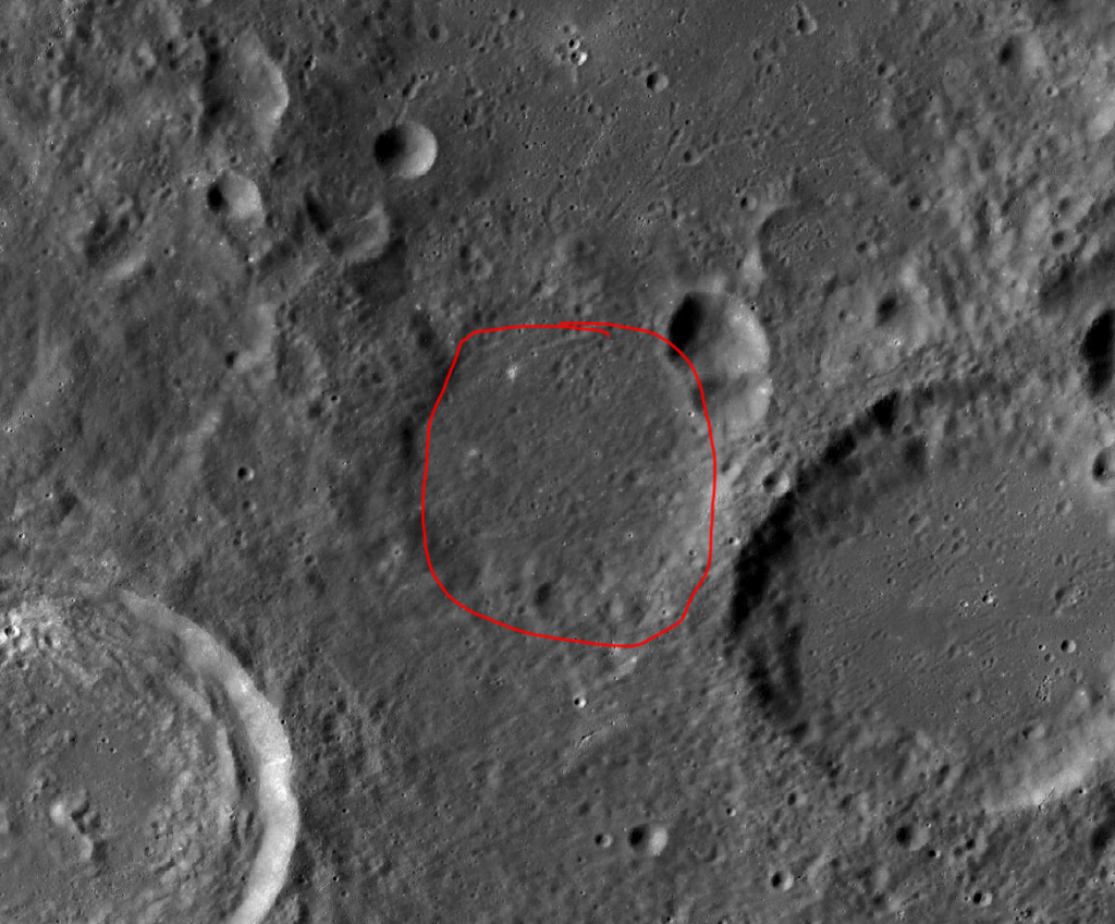 Krusenstern Mond Krater, markiert